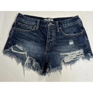 We the Free Cut Off Distressed Denim Cheeky Shorts - Hi-Rise‎ Button-Fly - Sz 24